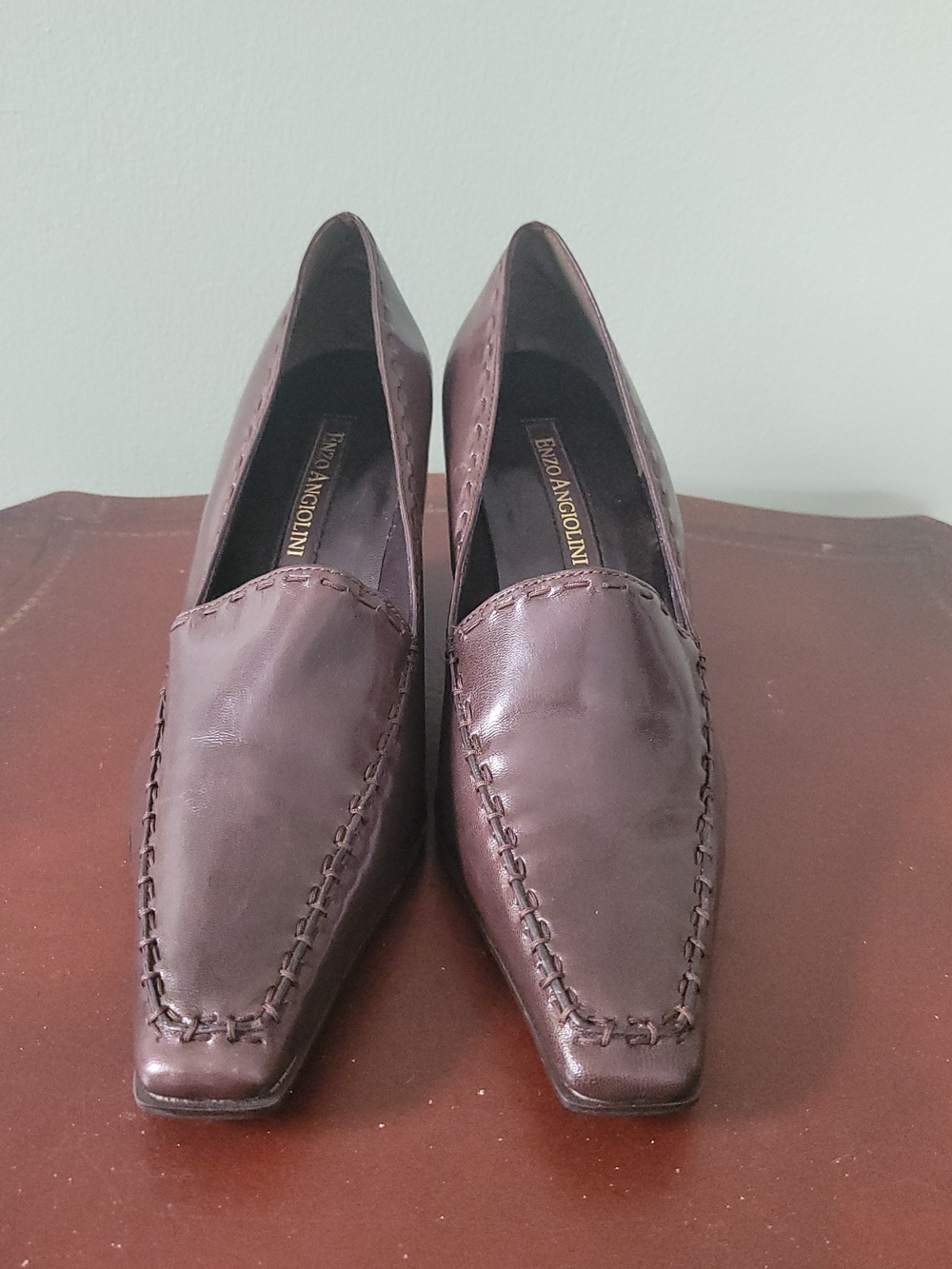Vintage Enzo Angiolini Brown Leather Wedge Loafers